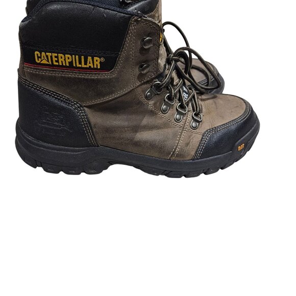 CAT Mens Steel Toe Work Boots Size 10 M Brown & Black Leather - Picture 3 of 9